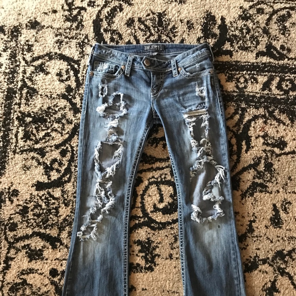 Destrotyed Silver Jeans